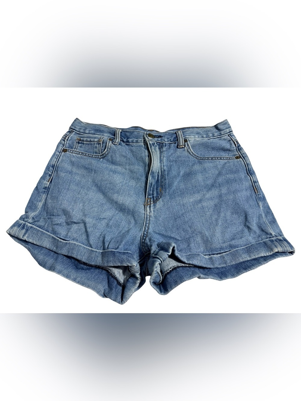 American Eagle Light Wash Mom Denim Shorts Size 10 - Picture 1 of 7